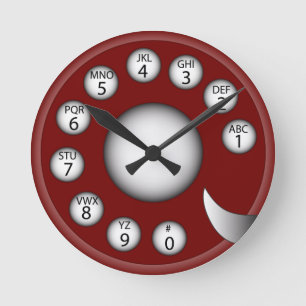 Horloge Ronde Cadran rotatoire de téléphone (rouge)