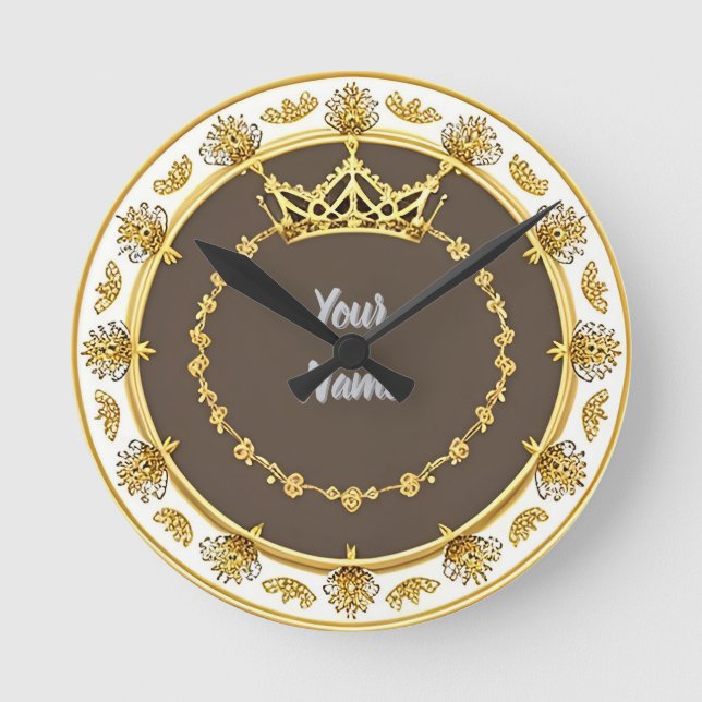 Horloge Ronde Cadre circulaire doré élégant (Recto)