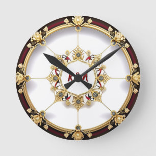 Horloge Ronde Cadre circulaire doré élégant