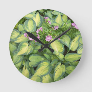 Horloge Ronde Cadre mural rond botanique floral feuilles de Host