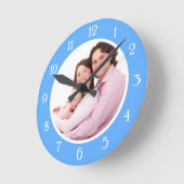 Horloge Ronde Cadre photo bleu bébé (Angle)