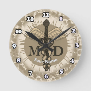 Horloge Ronde Caduceus MD médecin 