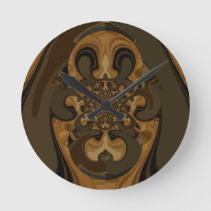 Horloge Ronde Café Brown Flux Kaleidoscope Art Imprimer