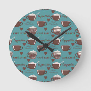 Horloge Ronde Cafe Latte Cappuccino Brown Coffee Cups Cream