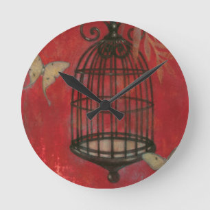 Horloge Ronde Cage à oiseaux décorative avec des papillons