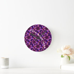 Horloge Ronde Cahier à spirale floral personnalisé et sur mesure