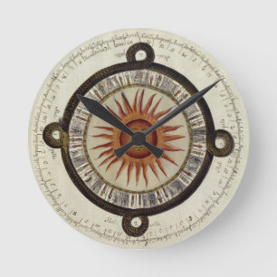 Horloge Ronde Calendrier mexicain Aztecs Sundial Sun 1790 vintag