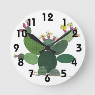Horloge Ronde Calico Cactus