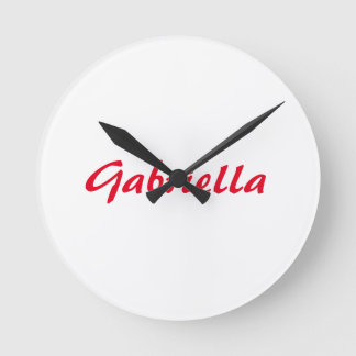 Horloge Ronde Calligraphie Élégant Rouge Blanc Plaine Nom simple