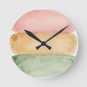 Horloge Ronde Calques de blocs de couleurs pastel à l'aquarelle