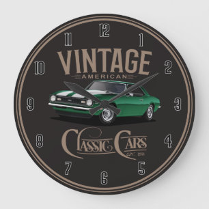 Horloge Ronde Camaro vintage American Green Classic Grande horlo