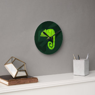 Horloge Ronde Caméléon mignon vert