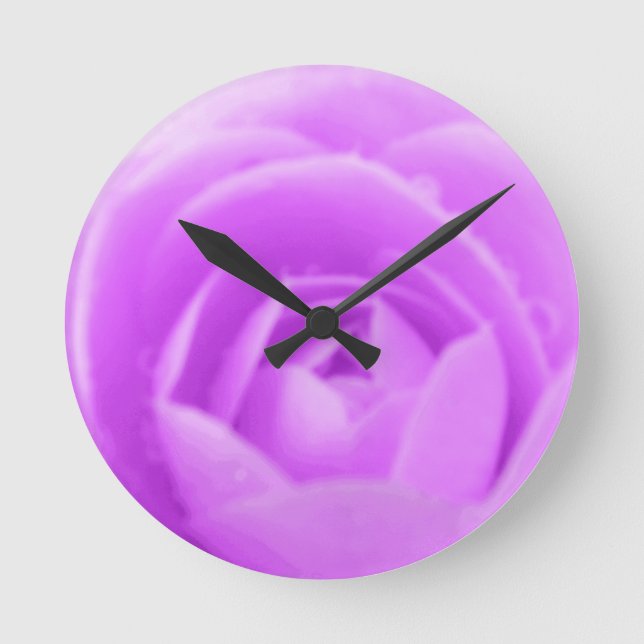 Horloge Ronde Camellia Purple Wall Clock (Recto)
