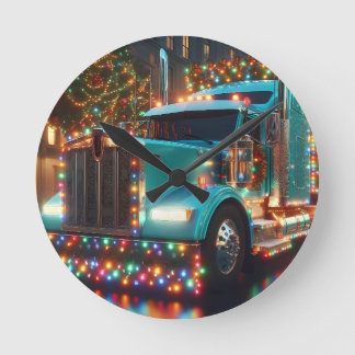 Horloge Ronde Camion de Noël avec lumières
