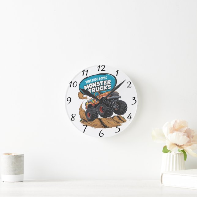 Horloge Ronde Camion Enthousiaste pour enfant et monstre (Maison)