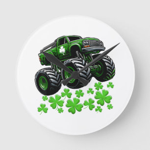 Horloge Ronde Camion Monstre St Patrick Jour Irlandais Chanceux