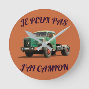 Horloge Ronde Camion Vert Vintage – Illustration Rétro de Truck