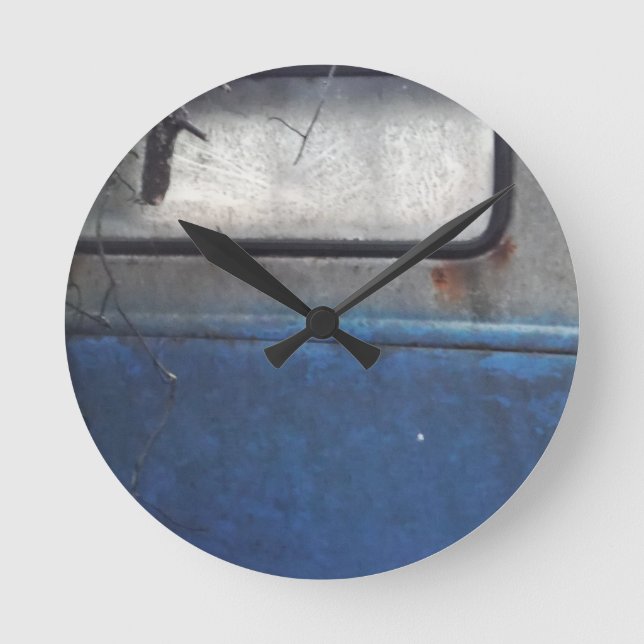 Horloge Ronde Camion vintage bleu et blanc d'enfoncement (Recto)