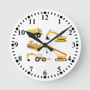Horloge Ronde Camions de construction Enfants