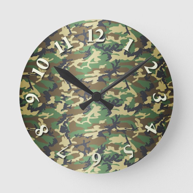 Horloge Ronde Camo Feuille de Woodland (Recto)