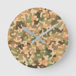 Horloge Ronde Camo - Vert orange Brown noir