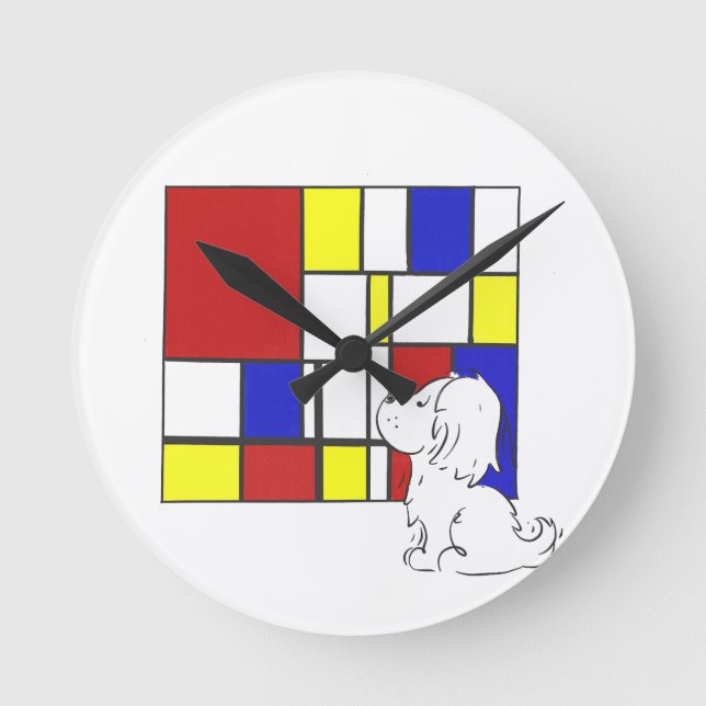 Horloge Ronde Camomille Inspirée de Mondrian (Recto)