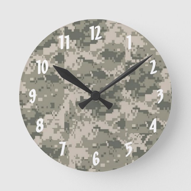 Horloge Ronde Camouflage ACU Motif numérique cadenas (Recto)