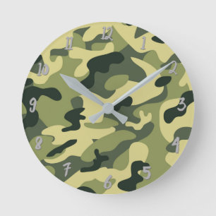 Horloge Ronde Camouflage armée vert personnalisé