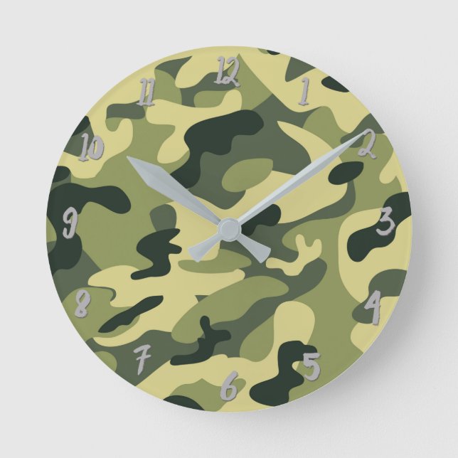 Horloge Ronde Camouflage armée vert personnalisé (Recto)