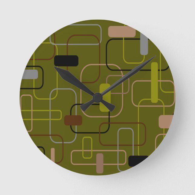 Horloge Ronde Camouflage moderne du milieu du siècle (Recto)
