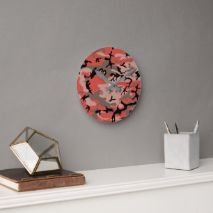 Horloge Ronde Camouflage rouge et Brown, Armée