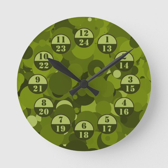 Horloge Ronde Camouflage vert temps militaire (Recto)