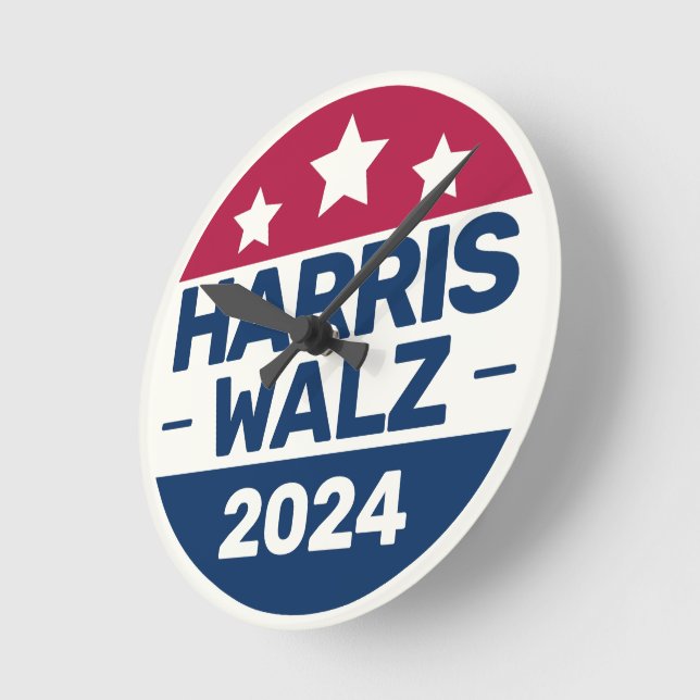Horloge Ronde Campagne Kamala Harris Tim Walz 2024 Président (Angle)