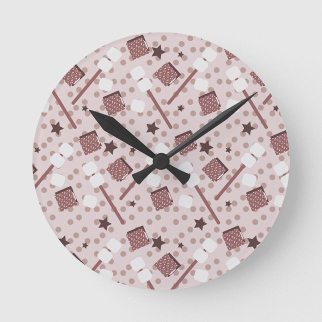 Horloge Ronde Camping Smores Marshmallows Biscuits Feu de camp R (Recto)
