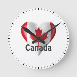 Horloge Ronde Canada Flag Heart