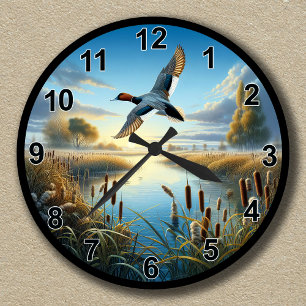 Horloge Ronde Canard Canvasback Volant Personnalisable