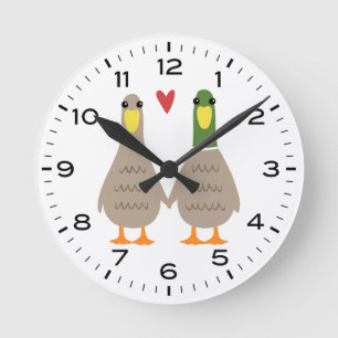 Horloge Ronde Canards amoureux Cutes Canards tenant la main