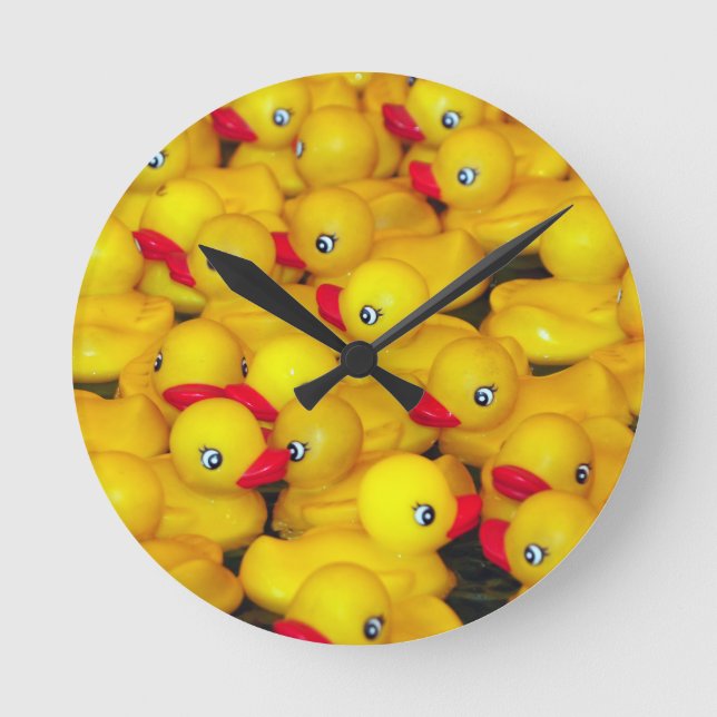 Horloge Ronde Canards en caoutchouc jaune mignon (Recto)