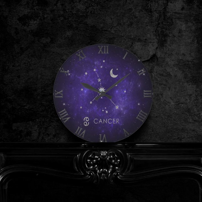 Horloge Ronde Cancer du pourpre du zodiaque | Horoscope d'astrol (Créateur téléchargé)