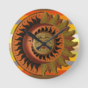 Horloge Ronde Cancun Mayan Moon and Sun Clock