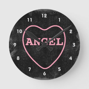 Horloge Ronde Candy rose Angel Coeur Valentine Design