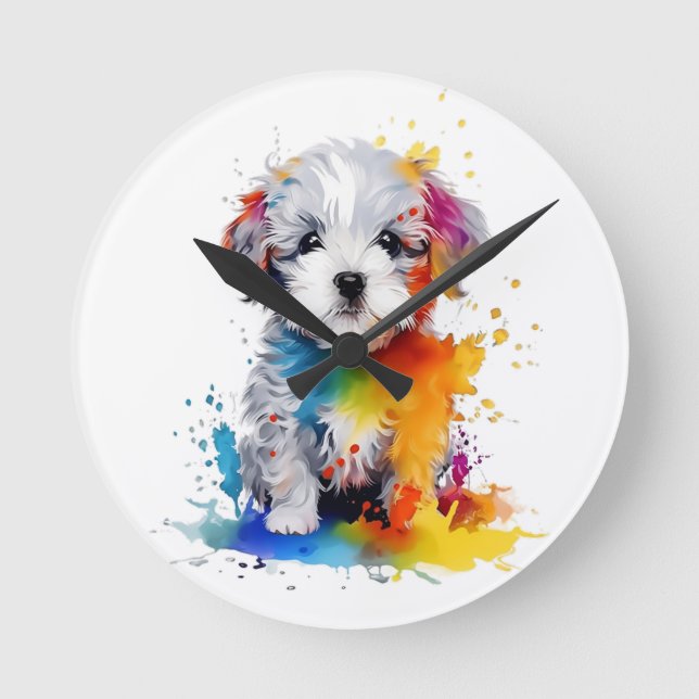 Horloge Ronde  Canine Splash, dulce perrito (Recto)