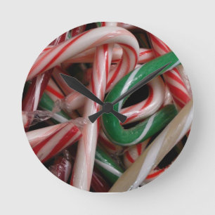 Horloge Ronde Canneberges de Noël Blanc Vert et Rouge