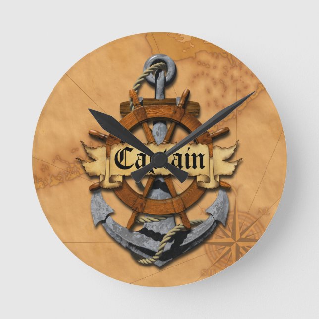 Horloge Ronde Capitaine Anchor et roue (Recto)