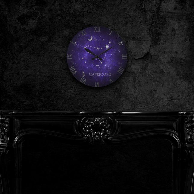 Horloge Ronde Capricorne de violet zodiaque | Horoscope astrolog (Créateur téléchargé)