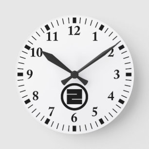 Horloge Ronde Caractère kanji carré pour ONE en cercle