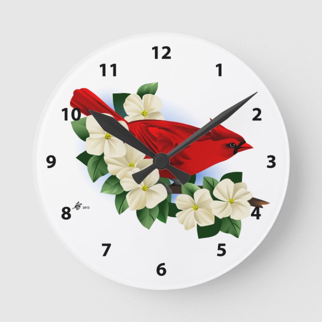 Horloge Ronde Cardinal rouge du Nord (Recto)
