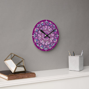 Horloge Ronde Cardinal rouge Rosace