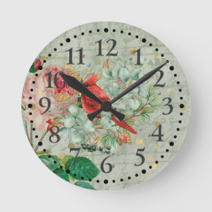 Horloge ronde cardinale rouge