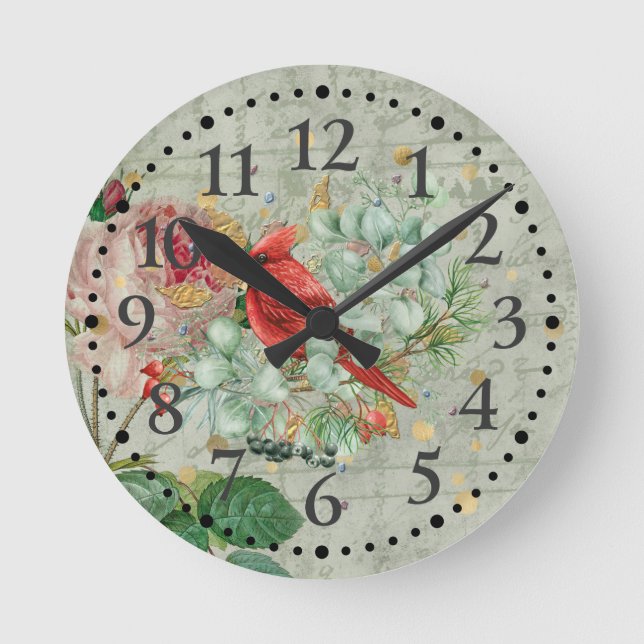 Horloge ronde cardinale rouge (Recto)